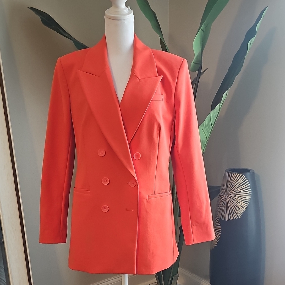 Express Orange Blazer Vibrant Suit Jacket
